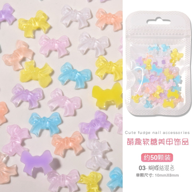 Kawaii Pastel Bows Shiny Pastel Nail Charms