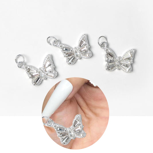Kawaii Silver Butterfly Nail Charms