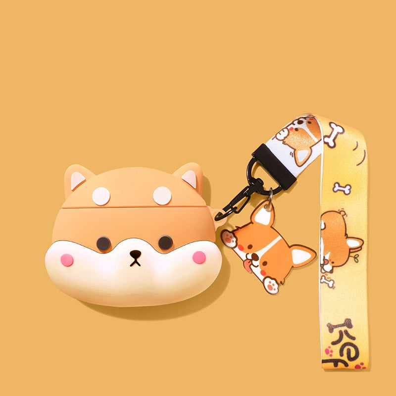 Kawaii Shiba Inu Head Airpods Case