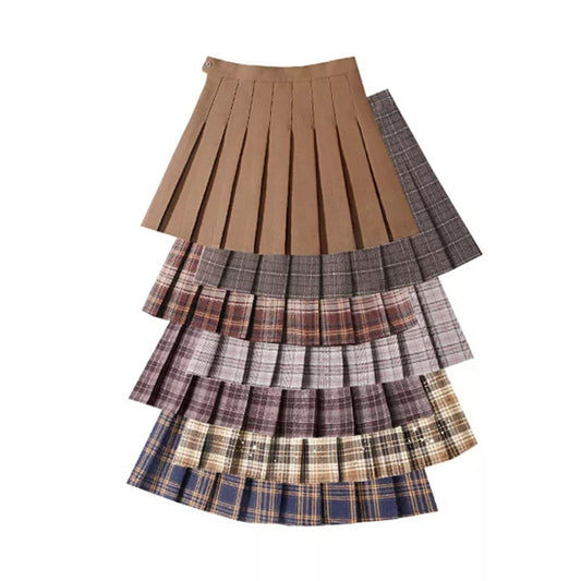 Kawaii Brown Pleated Mini Skirts