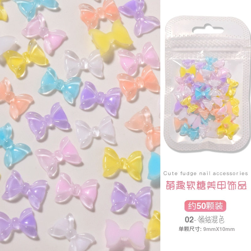 Kawaii Bows Shiny Pastel Nail Charms