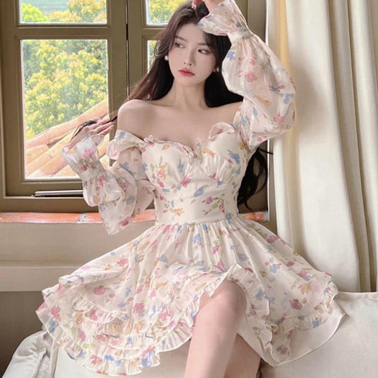 Kawaii Floral Chiffon Dress