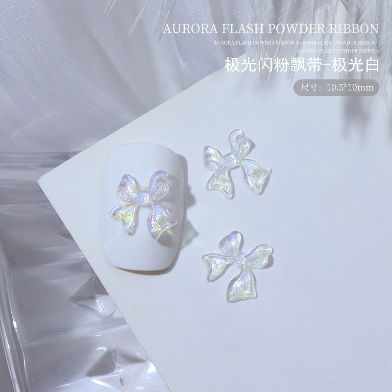 Kawaii Clear Bows Shiny Pastel Nail Charms