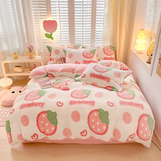 Kawaii Winter Flannel Duvet Covers