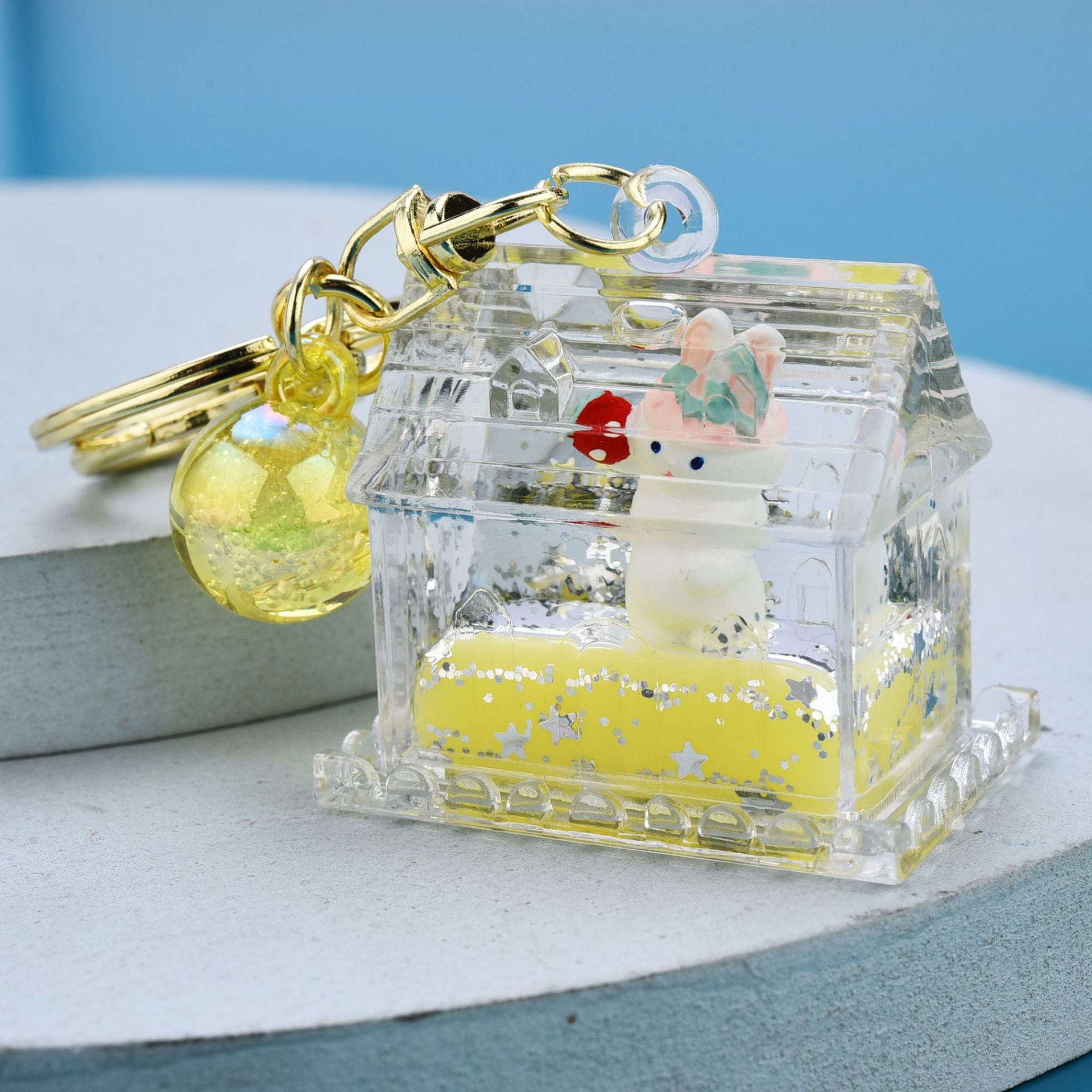 Kawaii Yellow Strawberry Bunny Keychain