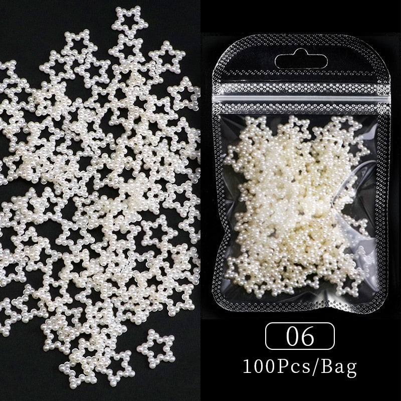 Kawaii White Stars Nail Charms