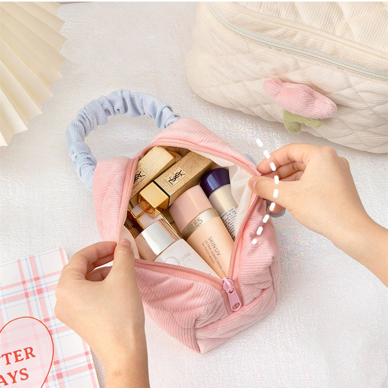 Kawaii Flower Makeup Bag Open