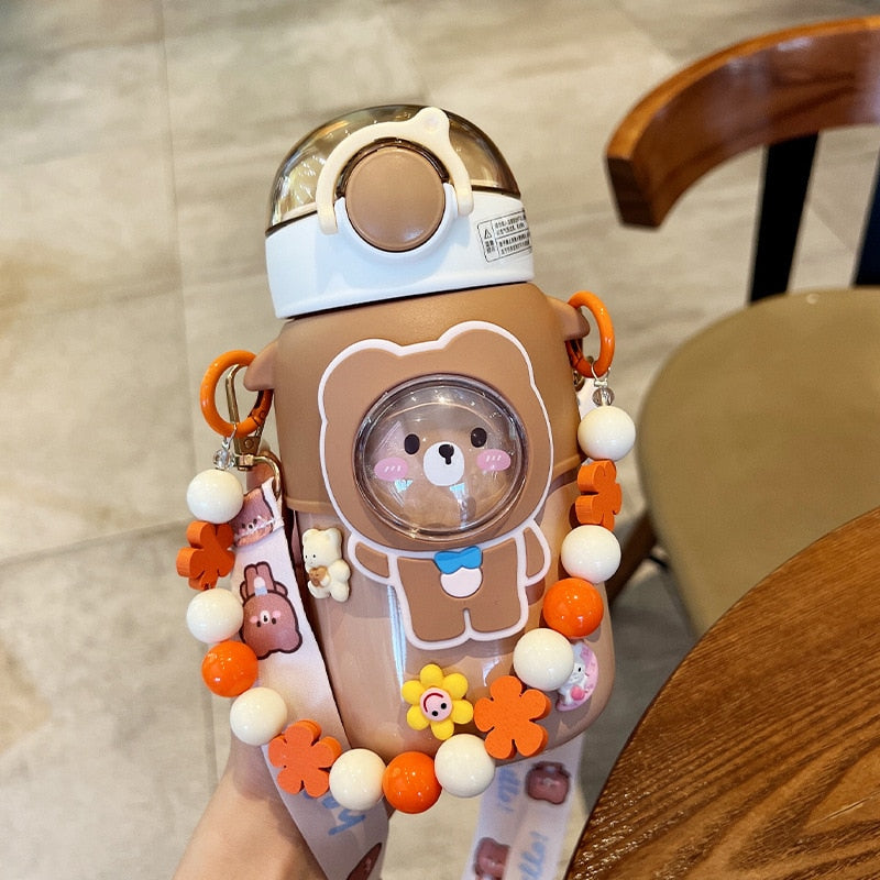 Kawaii Brown Bear Stainless Steel Water Bottles