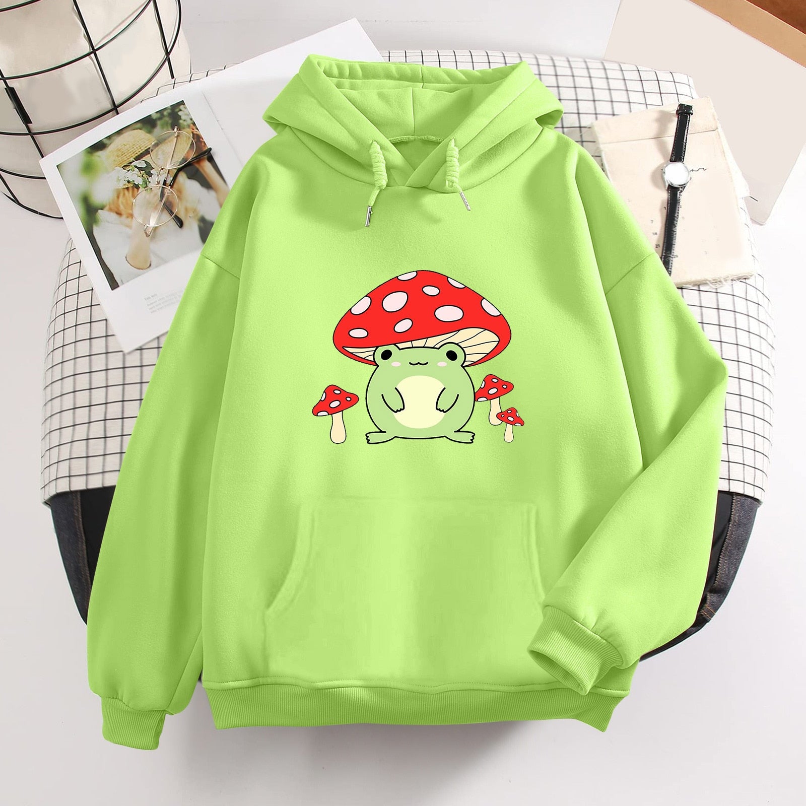 Kawaii Mushroom Frog Hoodie - Main Image