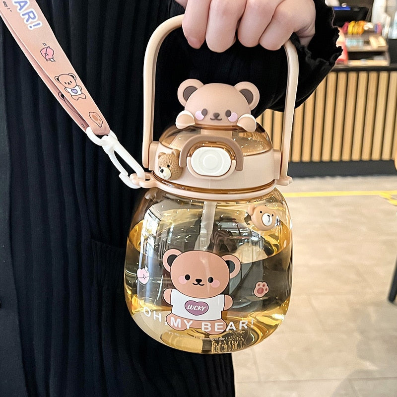 Kawaii Light Brown Bear Water Bottle