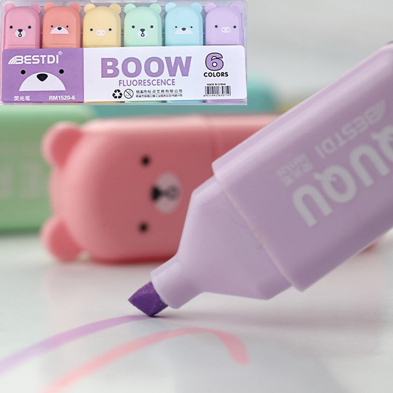 Kawaii Fluorescent Bear Highlighters