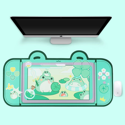 Kawaii Green Lily Pad Frog Desk Pad