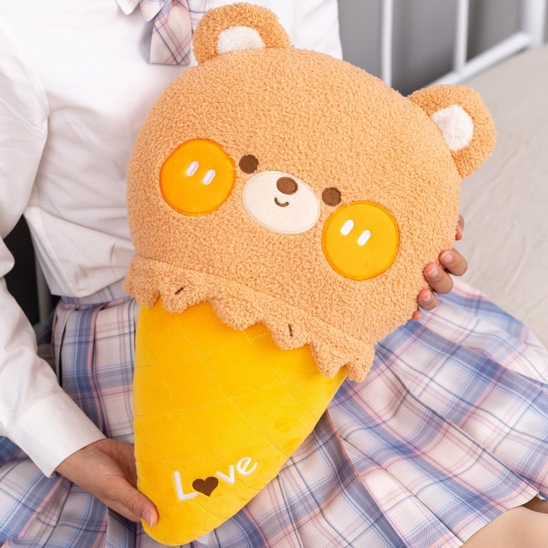 Kawaii Brown Ice Cream Bear Plushie