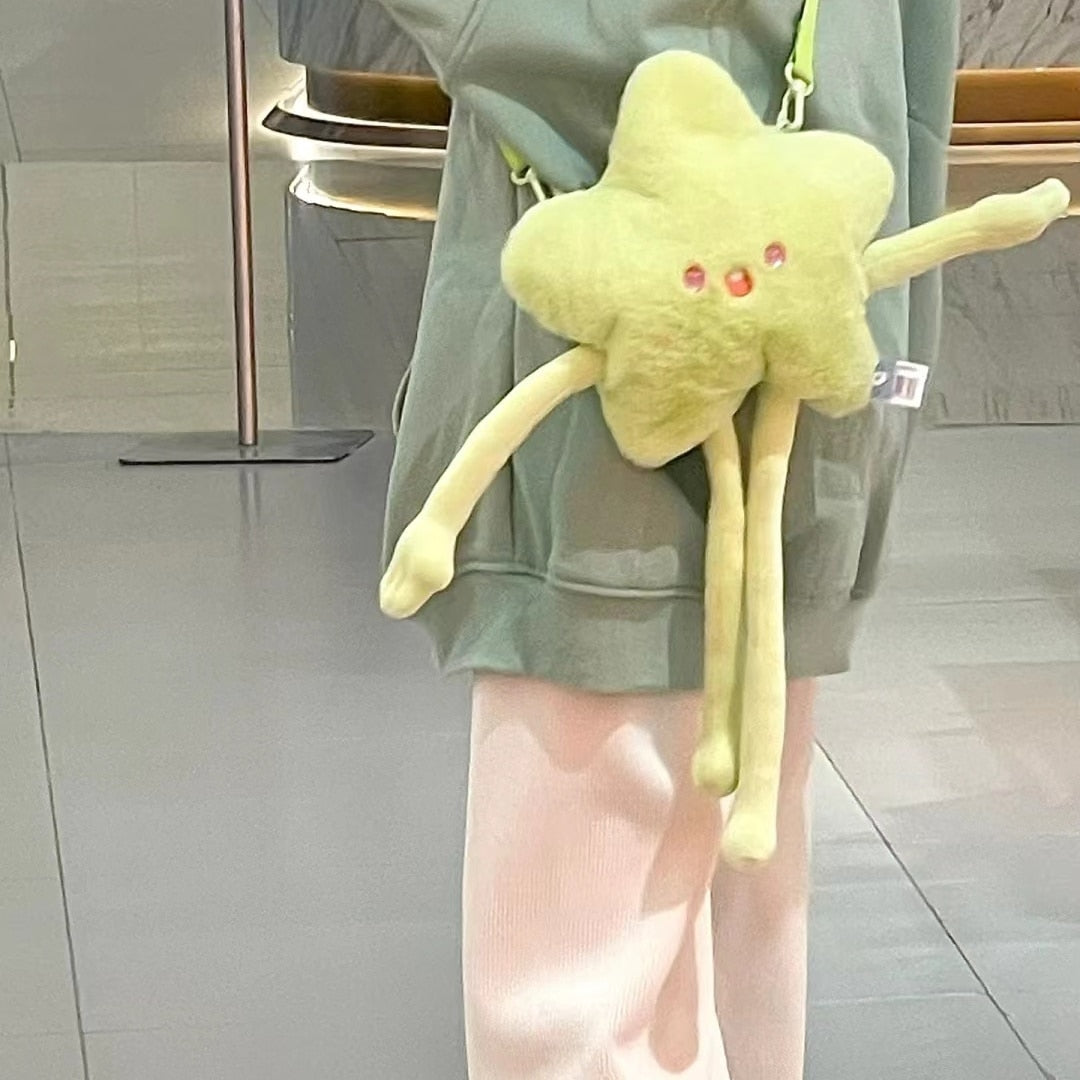 Kawaii Light Green Star Plushie Bag