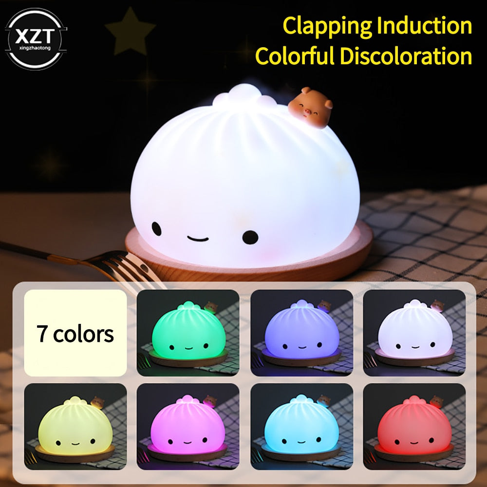Kawaii Dumpling Bun LED Night Light Lit Up