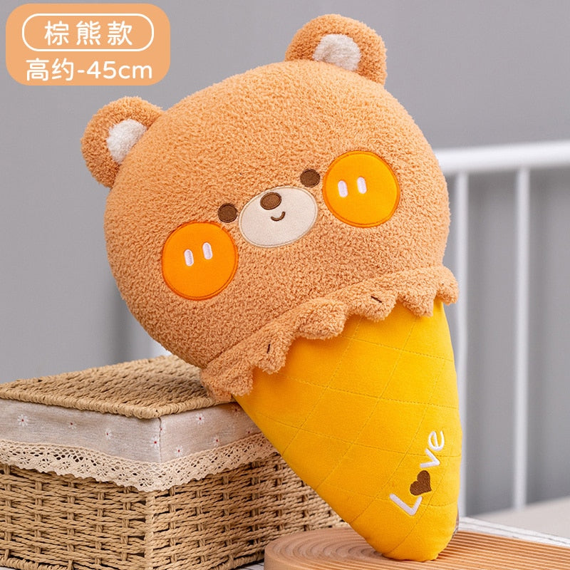 Kawaii Brown Ice Cream Bear Plushie