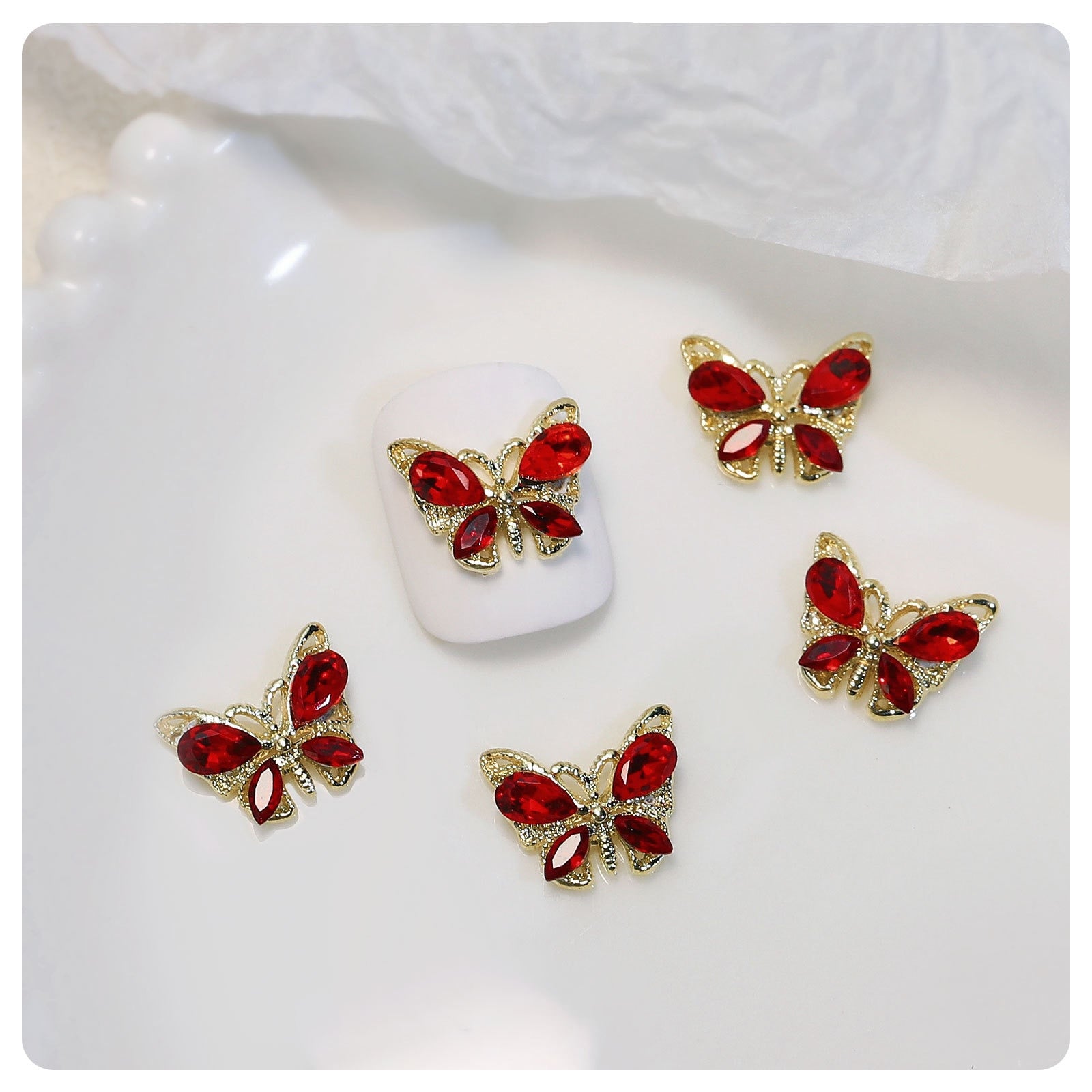 Kawaii Red Butterfly Nail Charms