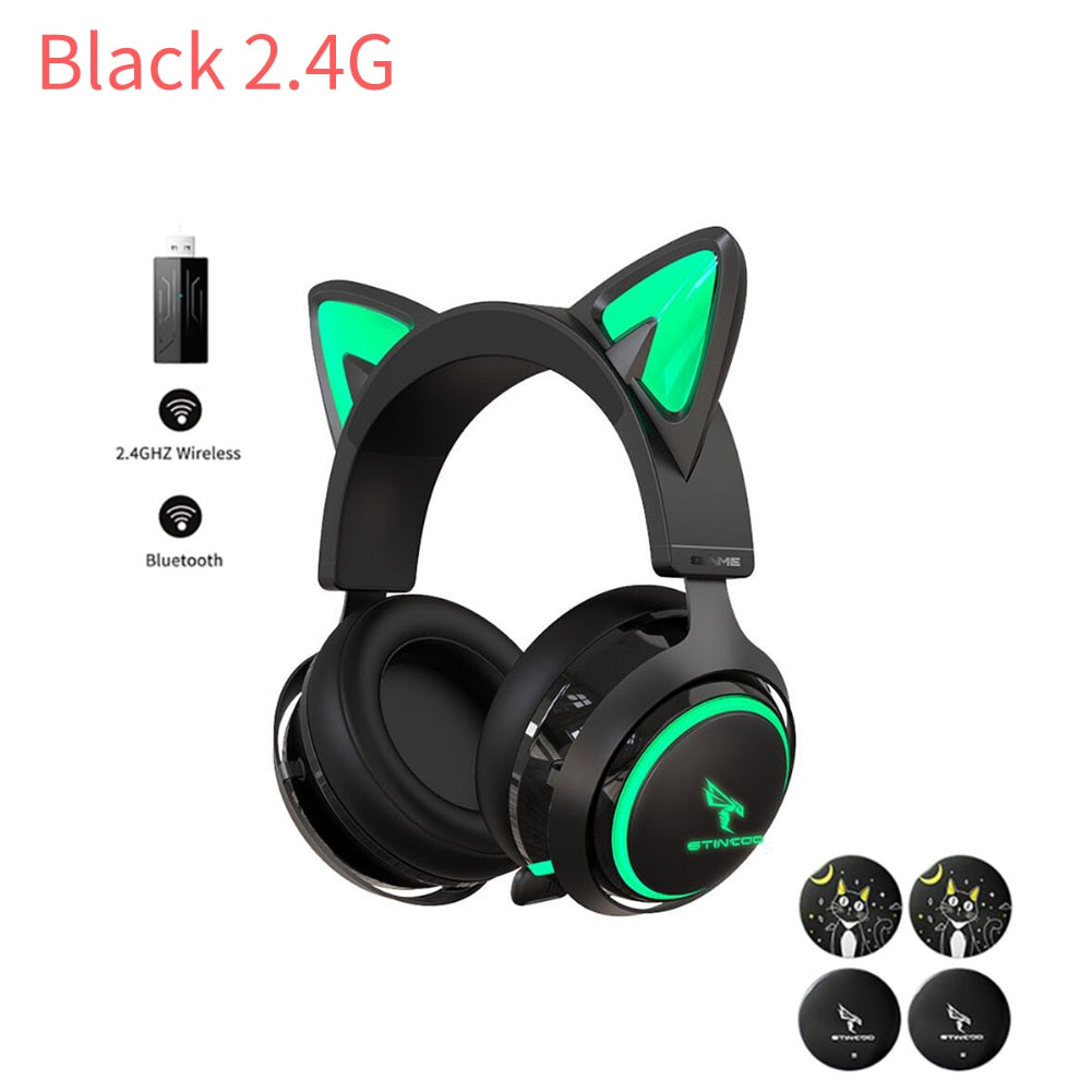 Kawaii Black Luminous Cat Ears Headphones