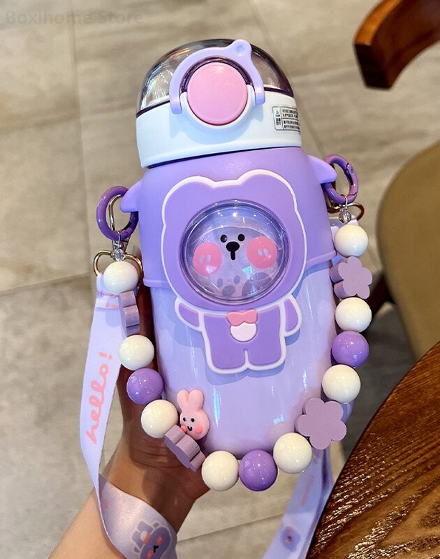 Kawaii Purple Stainless Steel Water Bottle