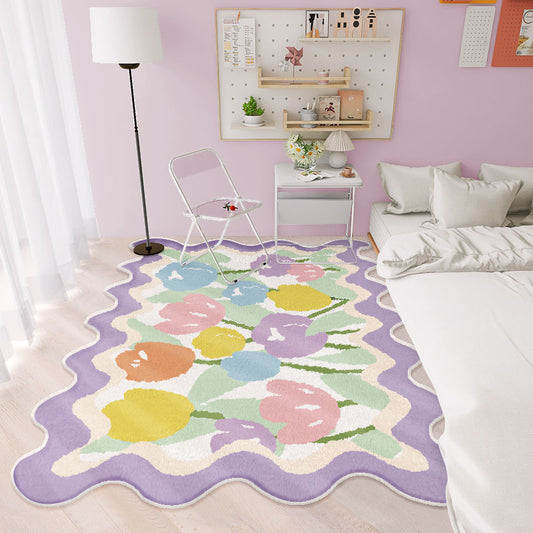 Kawaii Pastel Tulips Floor Rug