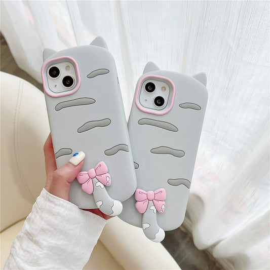 Kawaii Bow Tail Cat iPhone Case