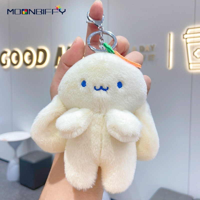 Kawaii White Plush Bunny Keychain