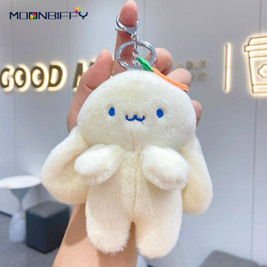 Kawaii White Plush Bunny Keychain