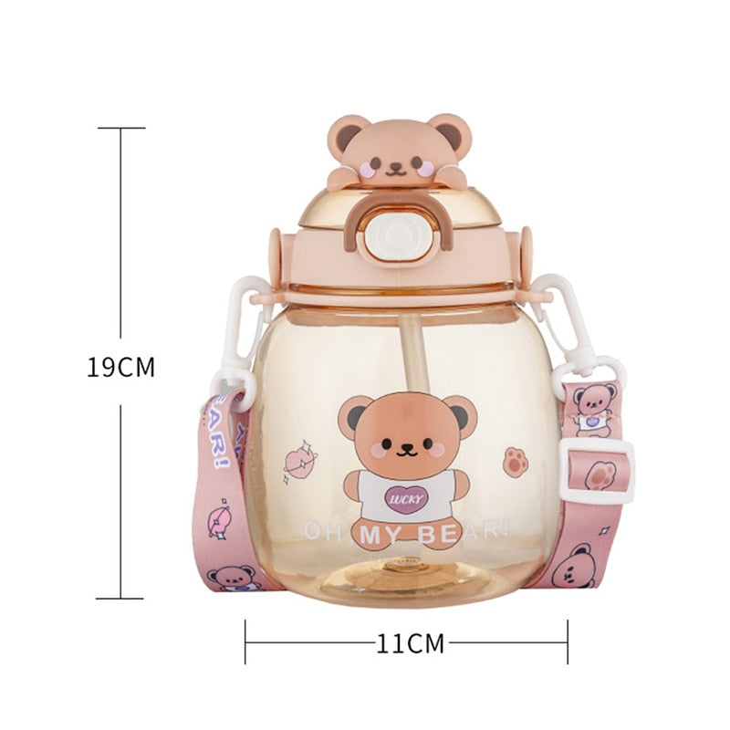 Kawaii Animal Water Bottle Dimensions - 19cm by 11cm