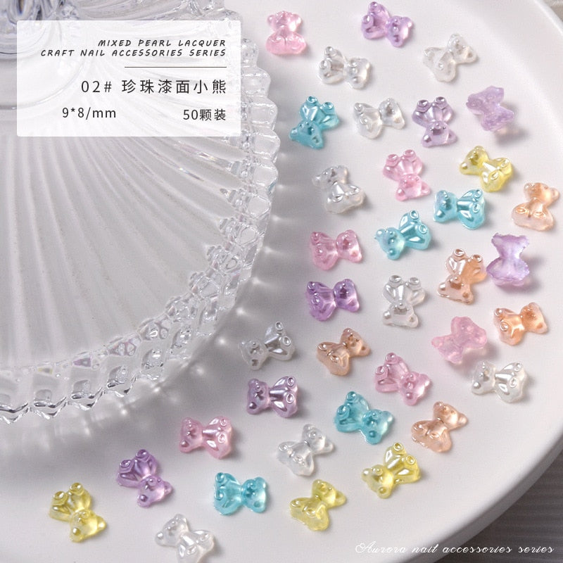 Kawaii Bears Shiny Pastel Nail Charms