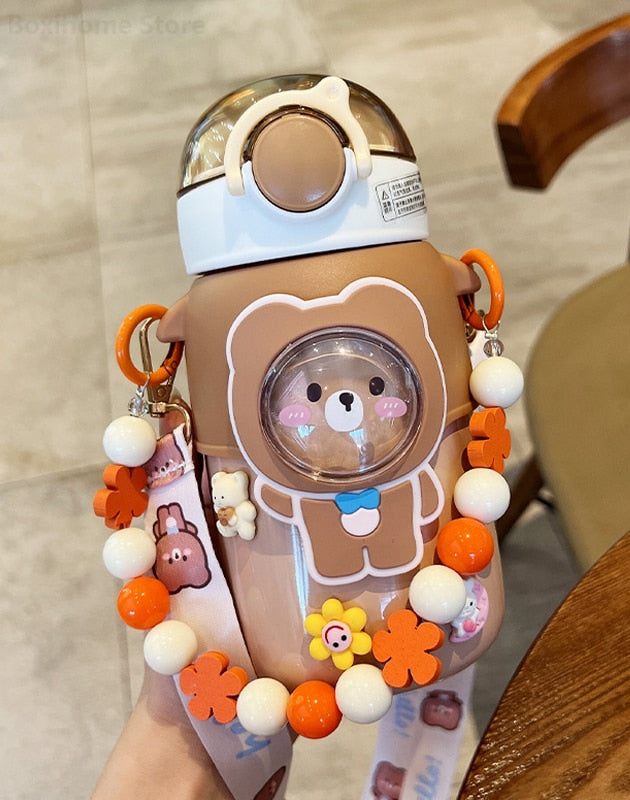 Kawaii Brown Bear Stainless Steel Water Bottle