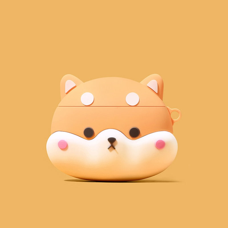 Kawaii Shiba Inu Head Airpods Case