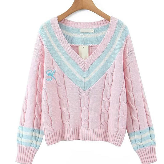 Kawaii Pastel V Neck Sweater