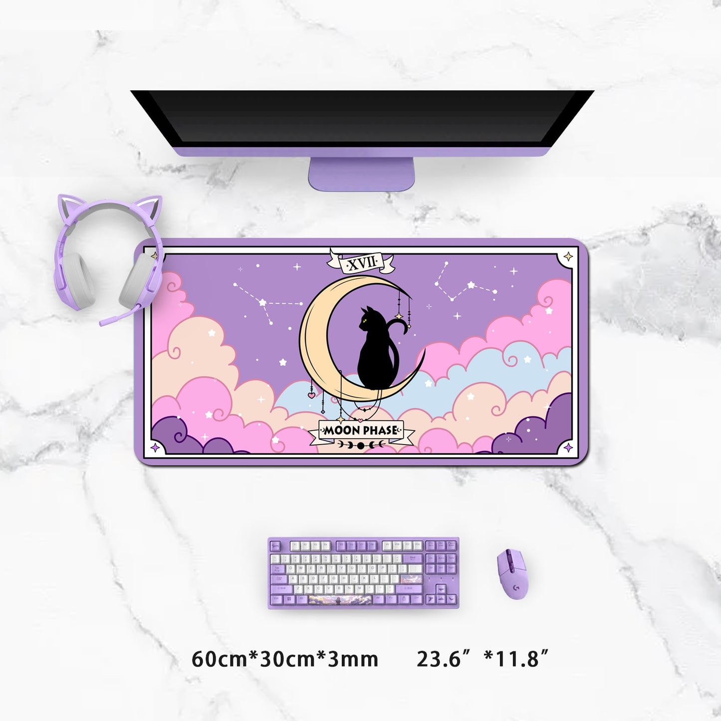Moon Cat Kawaii Desk Pad