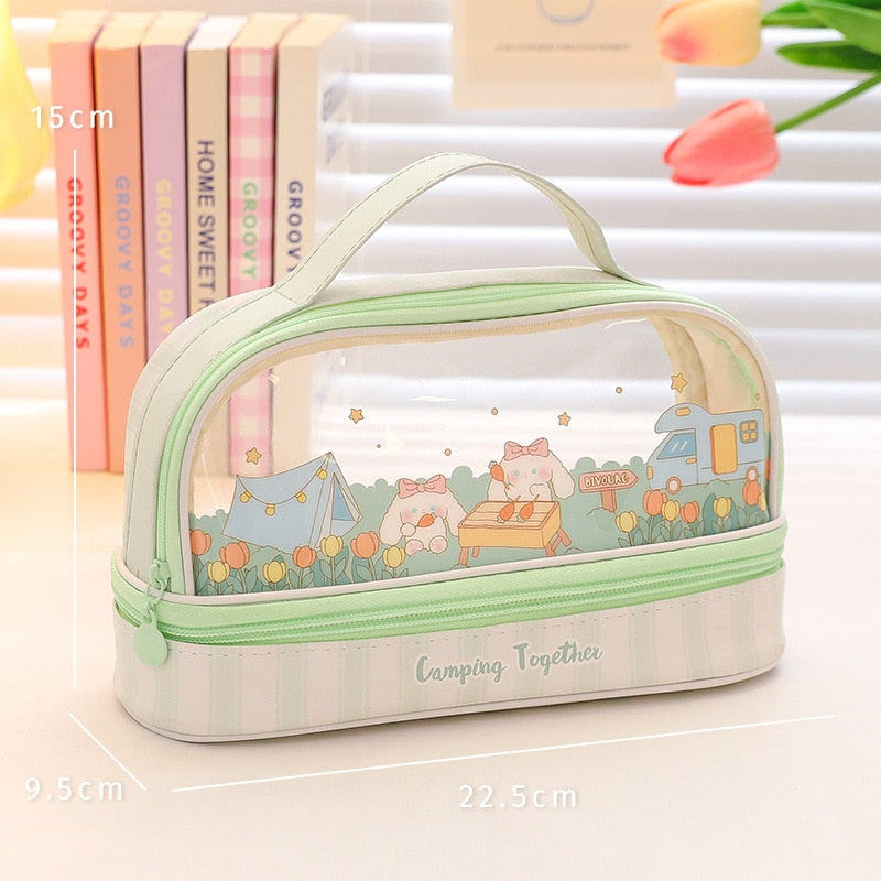 Kawaii Cute Animals Transparent Pencil Case