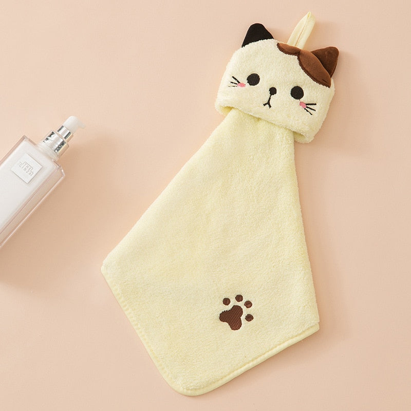 Kawaii Yellow Cat Hand Towel