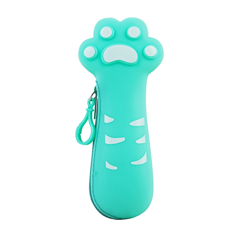 Kawaii Aqua Cat Paw Pencil Case