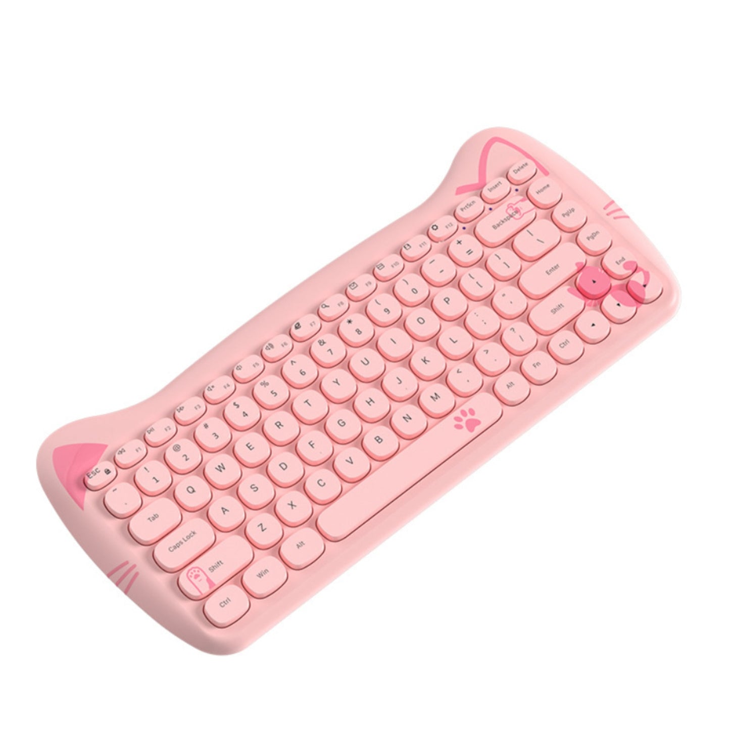 Kawaii Pink Cat Shaped Wireless Keyboard
