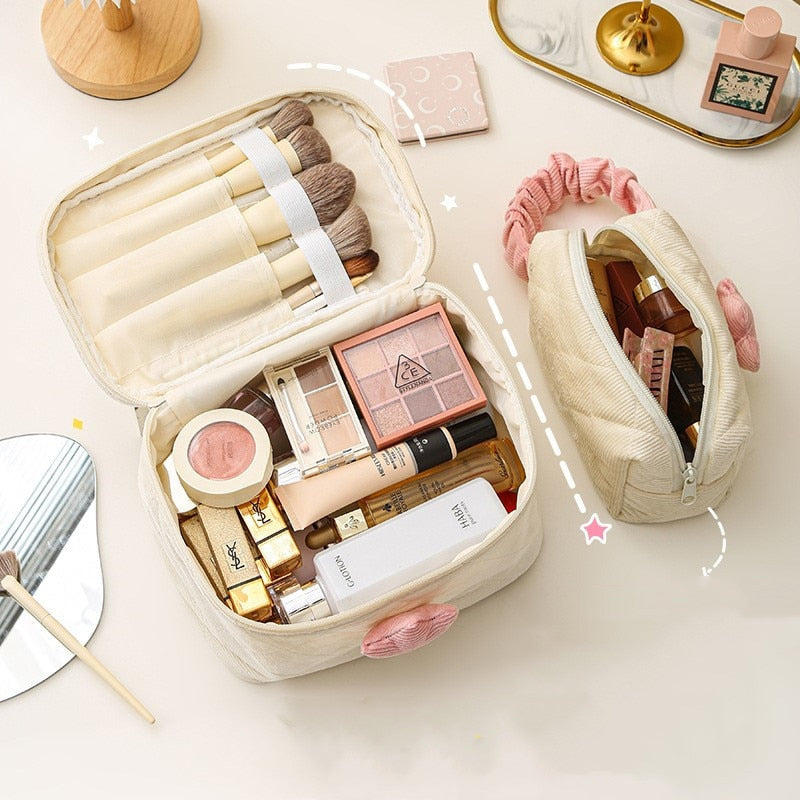 Kawaii Flower Makeup Bag Open
