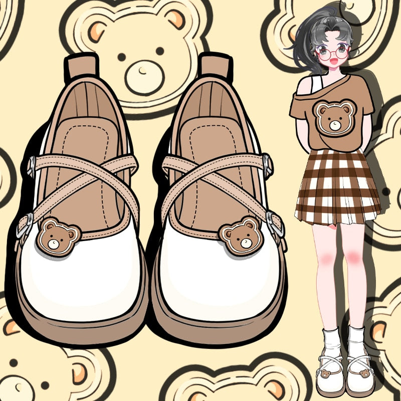 Kawaii Teddy Bear Flat Pumps
