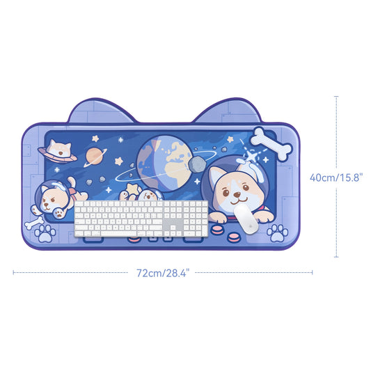 Kawaii Shiba Inu in Space Desk Pad Dimensions - 72cm by 40cm