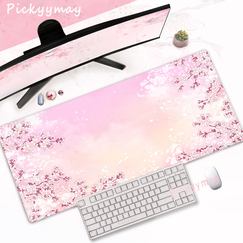 Kawaii PInk Cherry Blossom Desk Pad