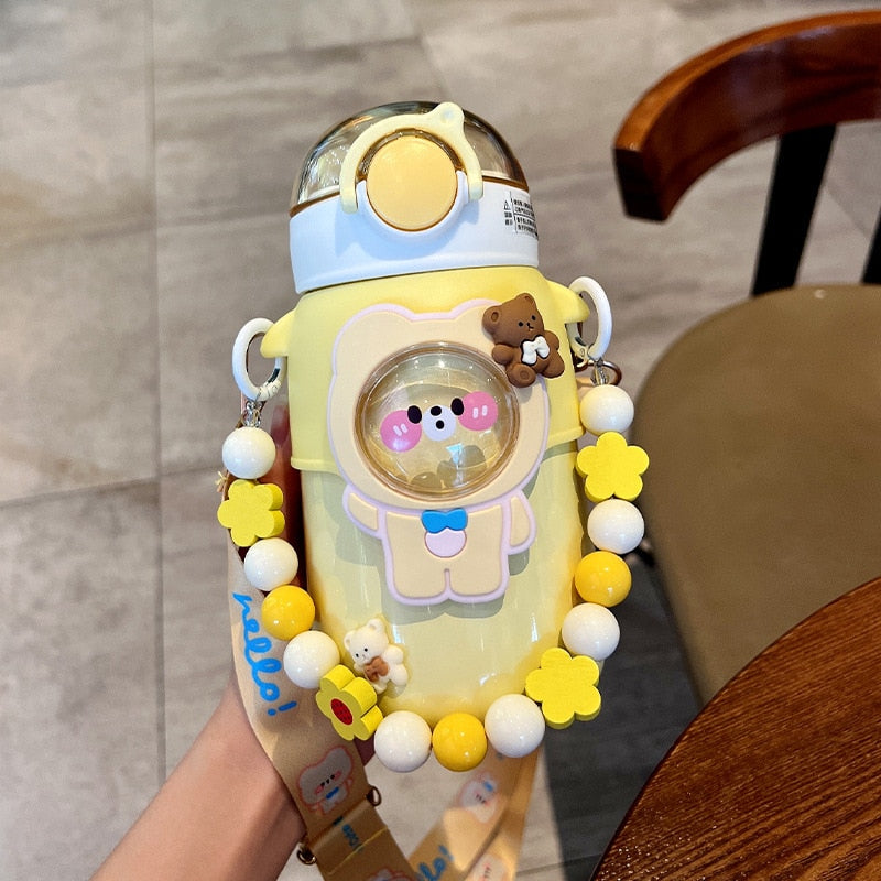 Kawaii Yellow Stainless Steel Water Bottle
