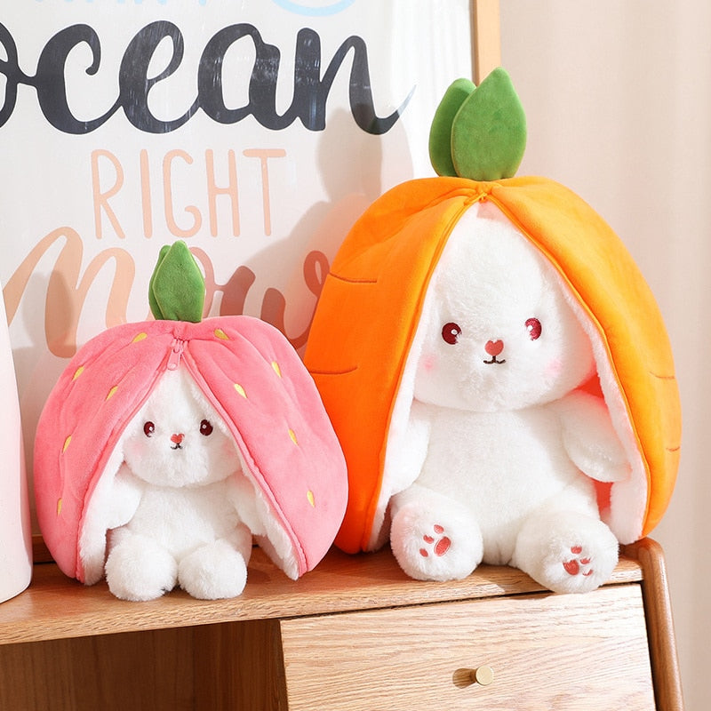 Kawaii Carrot and Strawberry Bunny Plushies