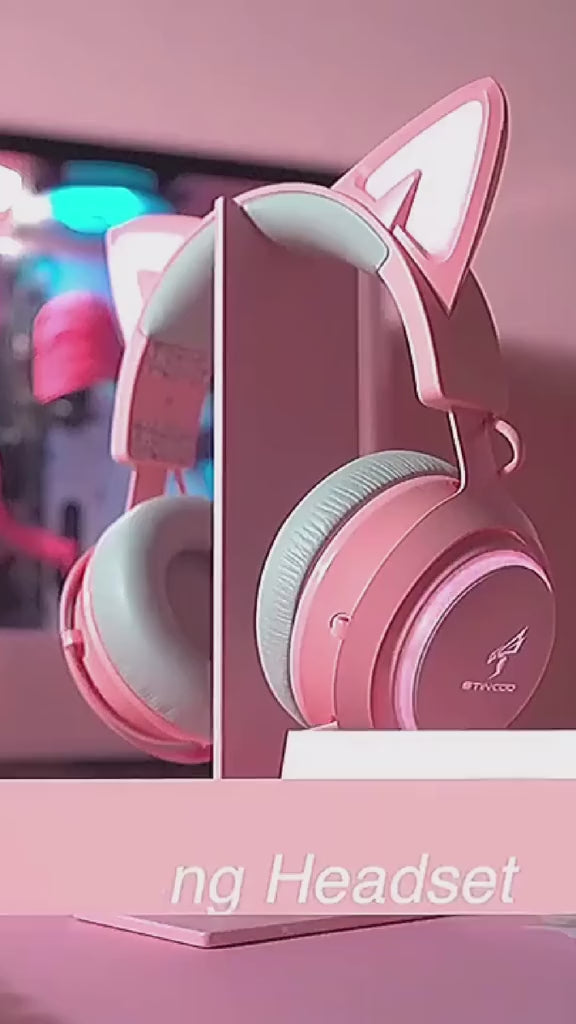 Kawaii Luminous Cat Ears Headphones Video