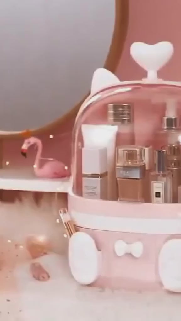 Kawaii Cat Makeup Storage Box Video