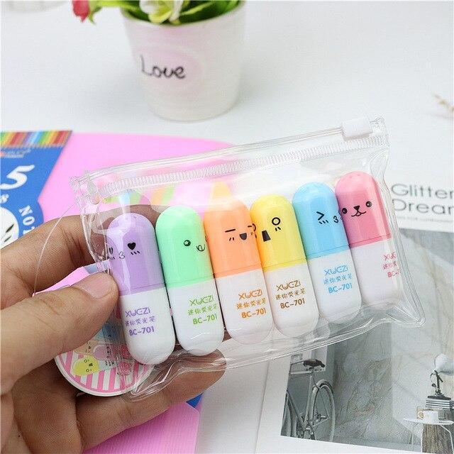 Kawaii Capsule Highlighters With Cute Faces