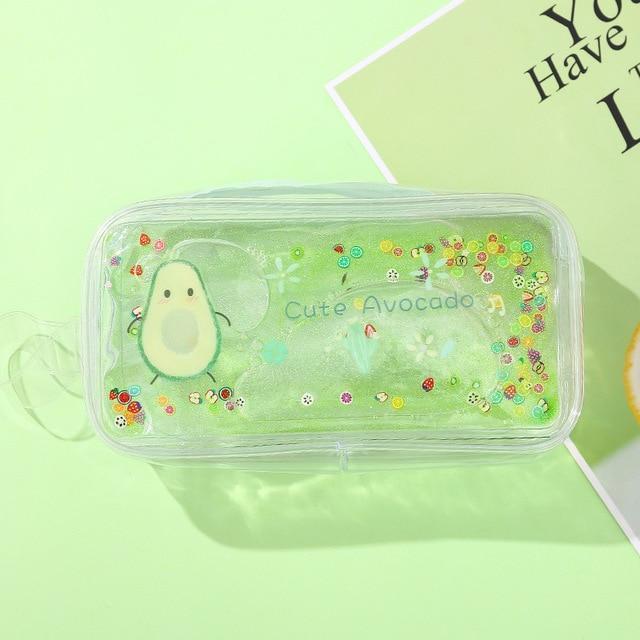 Kawaii Transparent Avocado Transparent Pencil Case