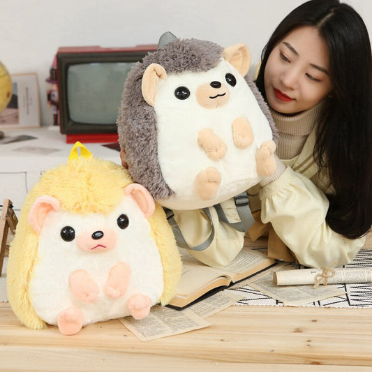 Kawaii Yellow and Grey Hedgehog Plushie Backpacks