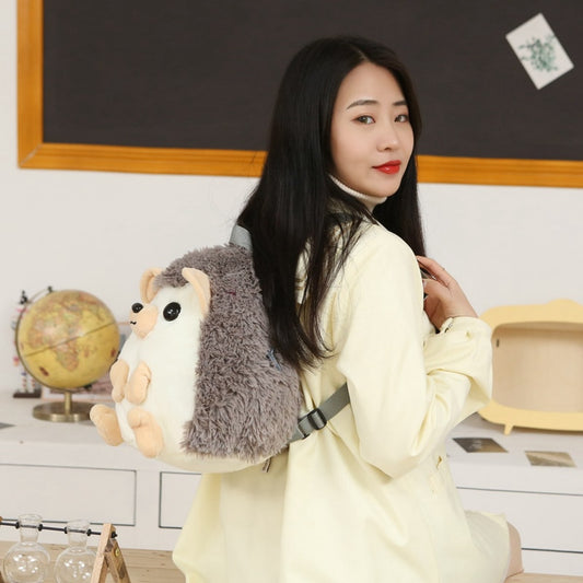 Kawaii Grey Hedgehog Plushie Backpack