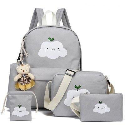 Kawaii Grey 5pcs / Set Cloud Backpack